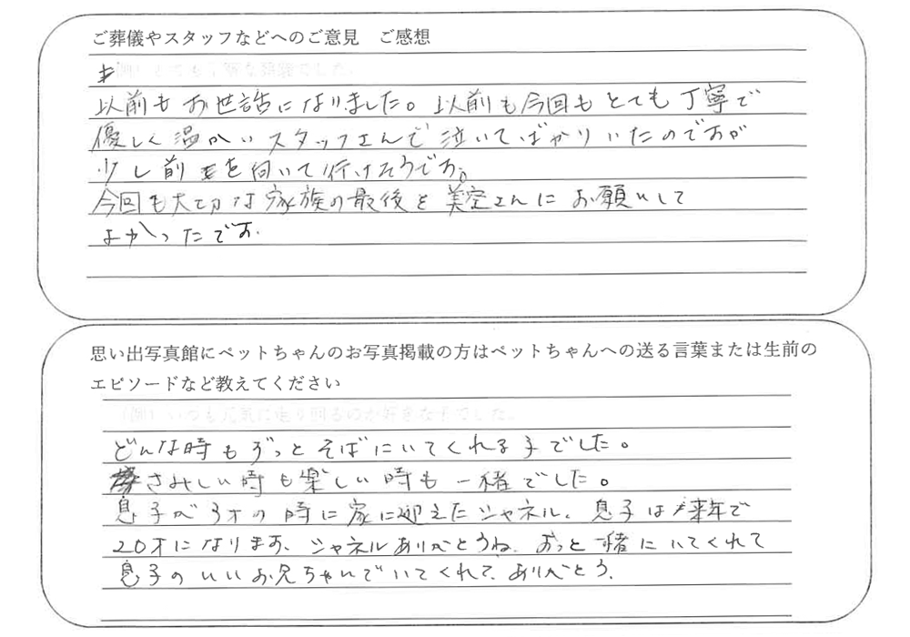 川口市より犬火葬ご依頼のお客様
